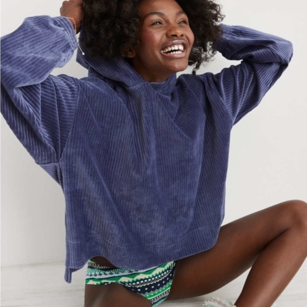 Aerie Cropped and Hooded Sweatshirt. Size: Small